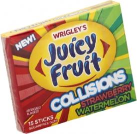 Жевательная резинка Wrigley Juicy Fruit Collisions Sfrawberry Watermelon